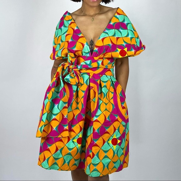African Print Ankara Handmade Infinity Midi Dress - Picture 4 of 5